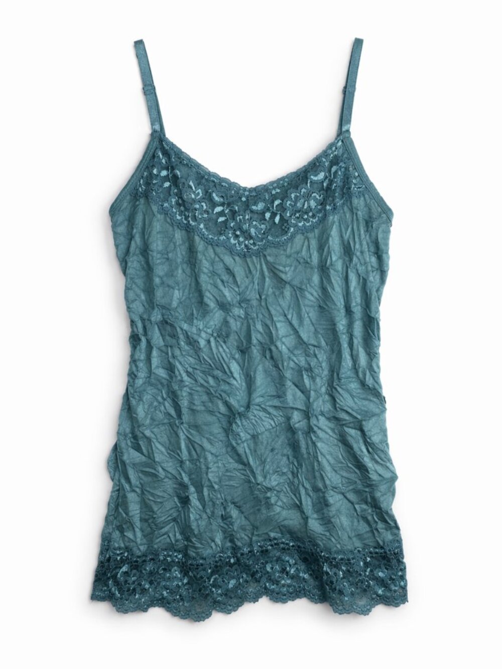 Dressbarn Y2K Teal Wrinkle Lace Cami Top Size Medium